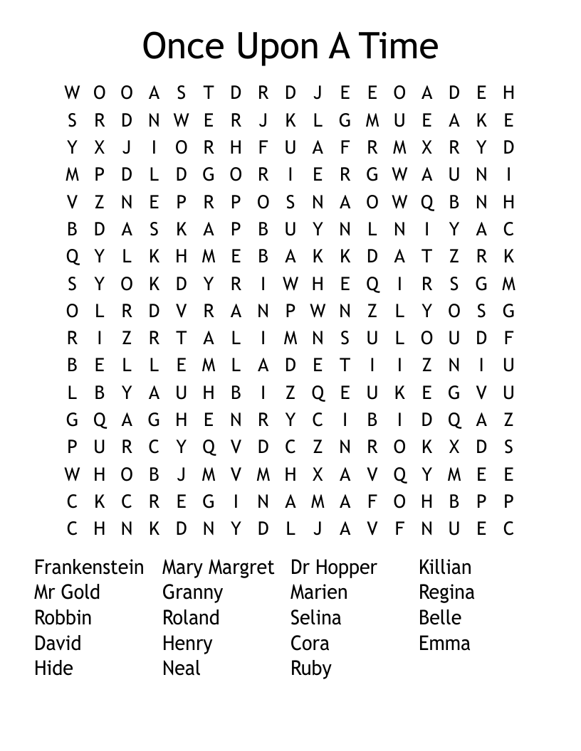 Once Upon A Time Word Search