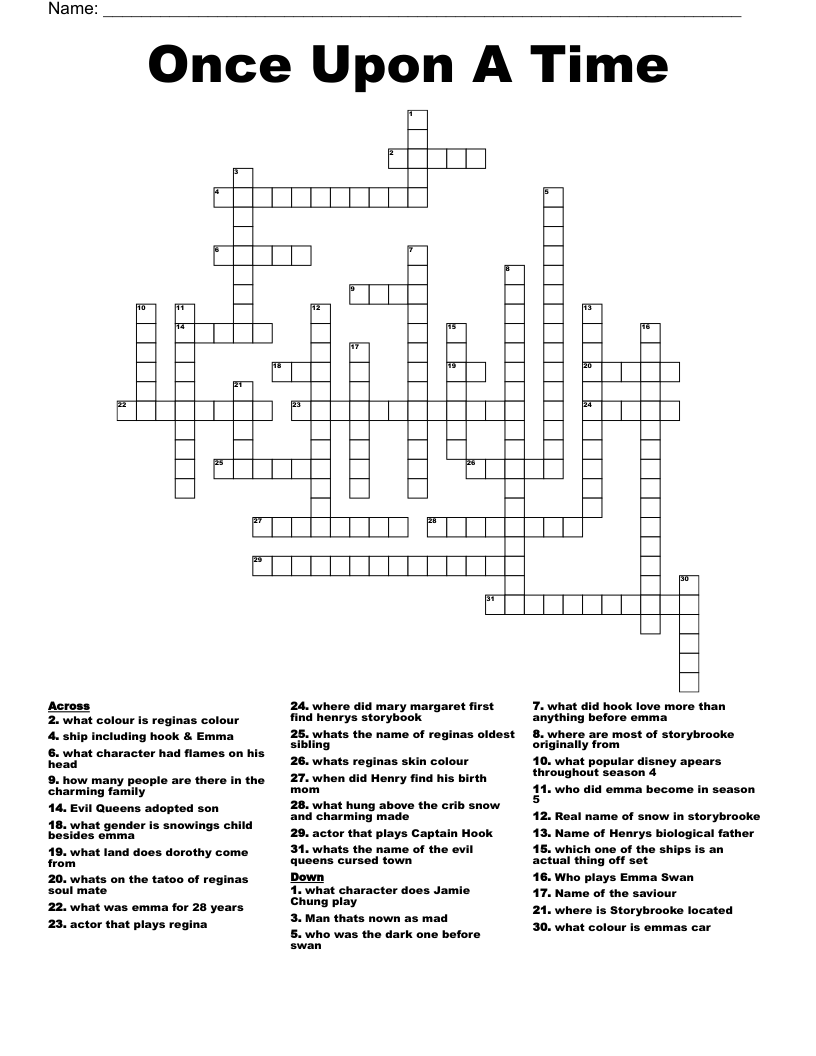 Once Upon A Time Crossword