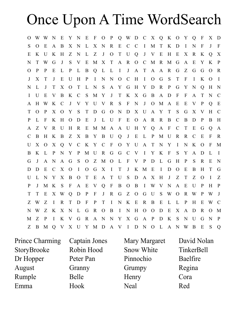 Once Upon A Time WordSearch