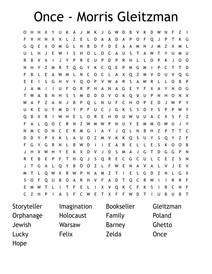 Once - Morris Gleitzman Word Search