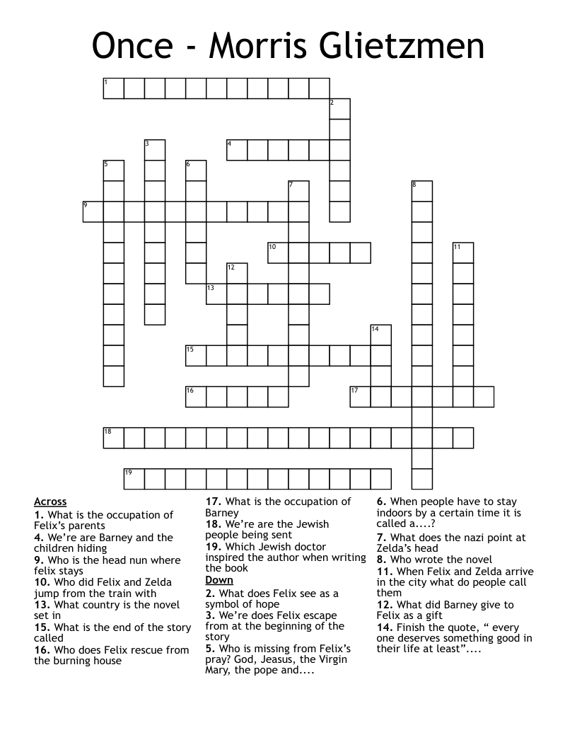 Once - Morris Glietzmen   Crossword