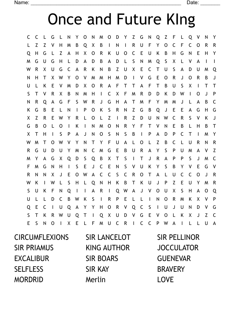 Once and Future KIng Word Search
