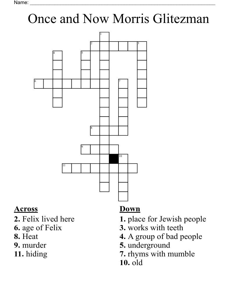Once and Now  Morris Glitezman  Crossword