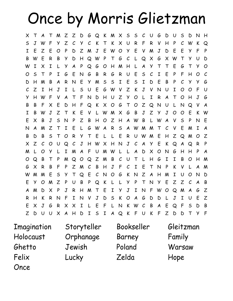 Once by Morris Glietzman Word Search