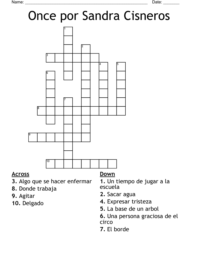 Once por Sandra Cisneros Crossword