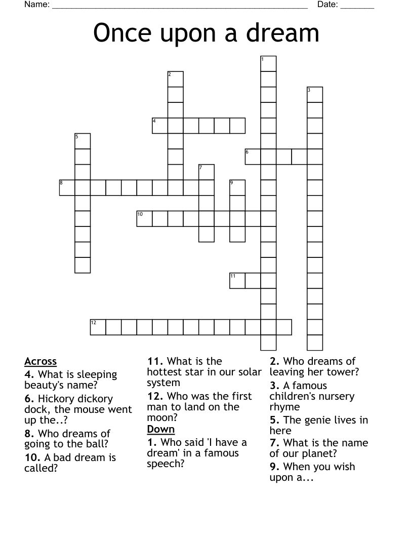 Once upon a dream Crossword