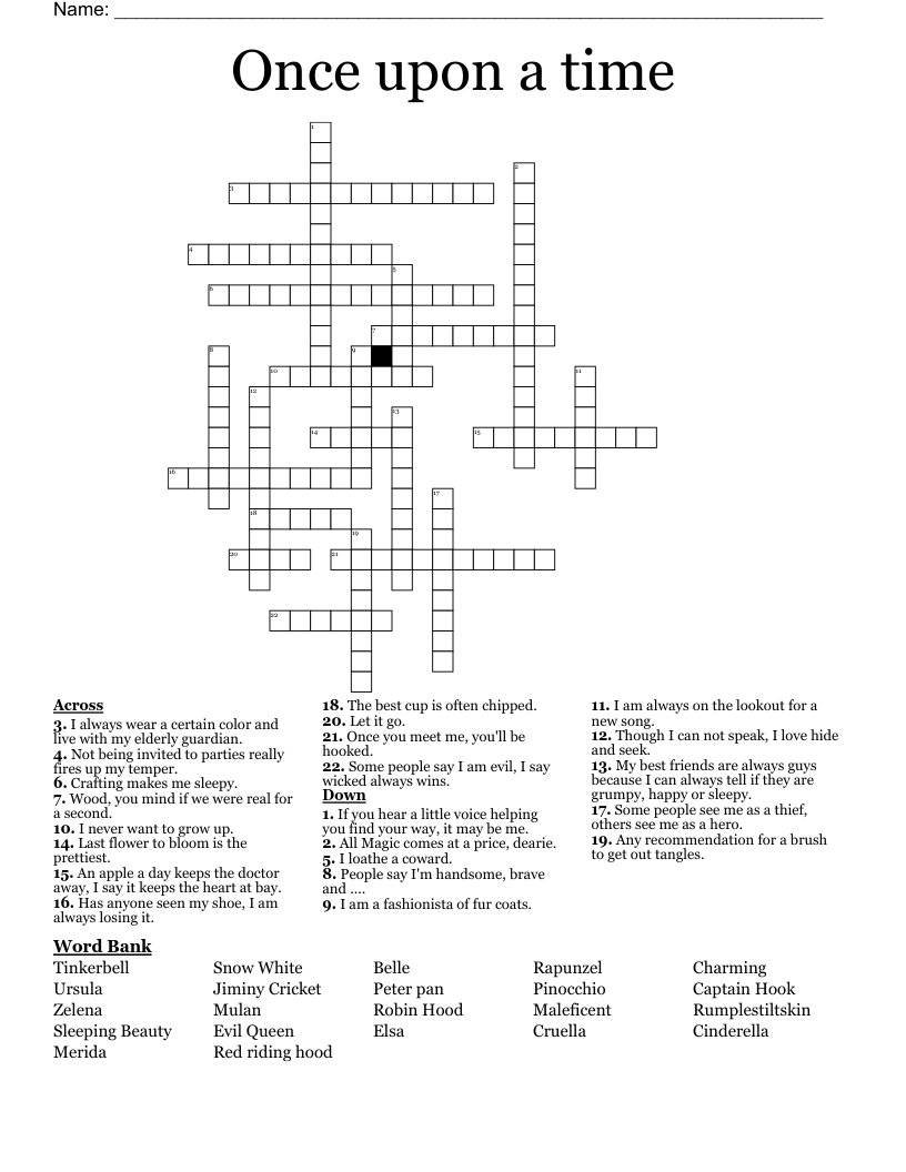 Once upon a time Crossword