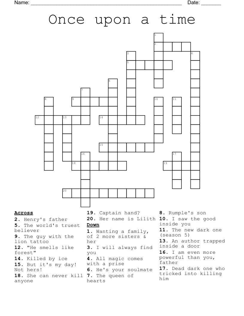 Once upon a time  Crossword