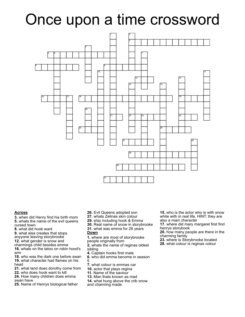 Once upon a time crossword