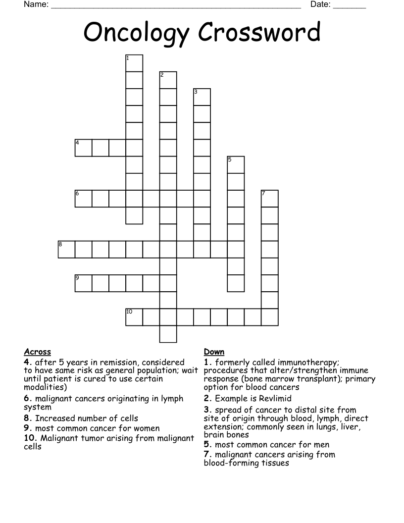 Oncology Crossword