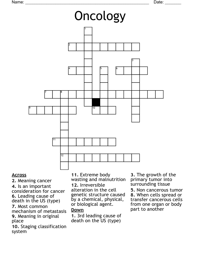 Oncology  Crossword