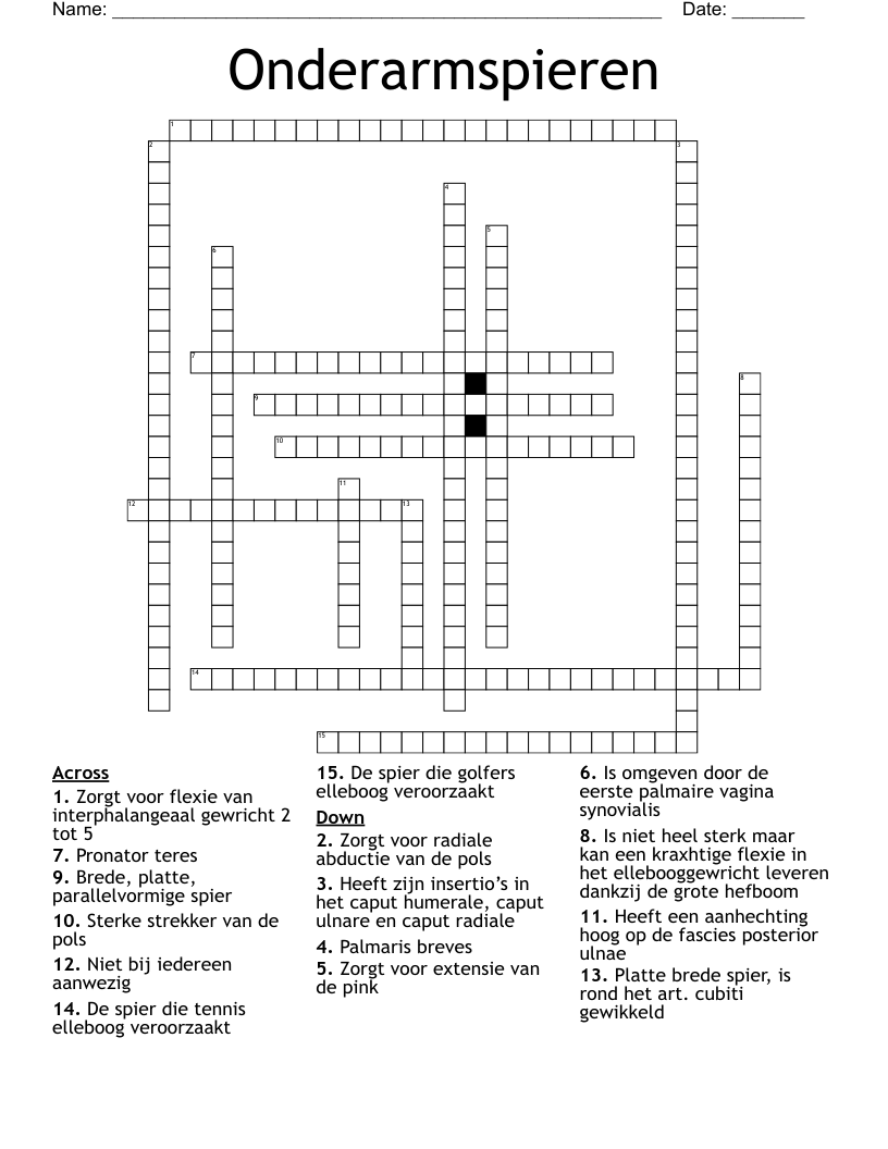Onderarmspieren Crossword