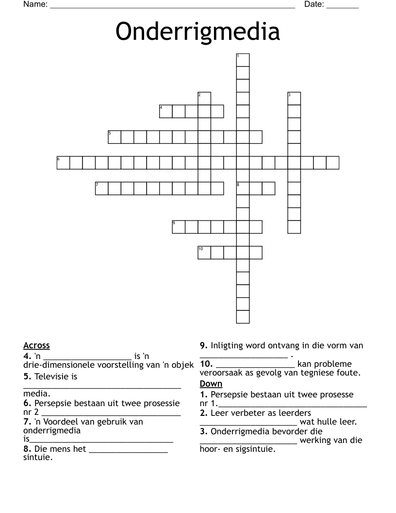 Onderrigmedia Crossword