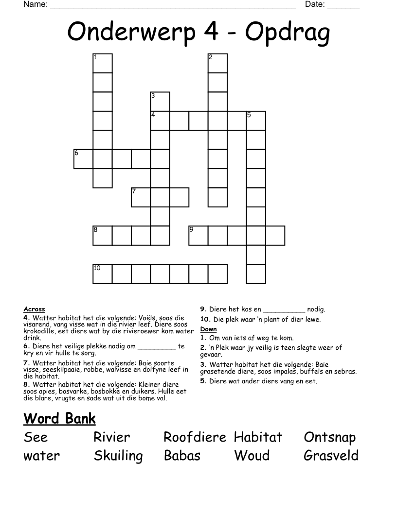 Onderwerp 4 - Opdrag Crossword
