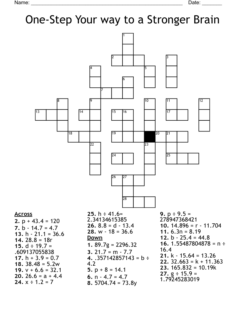 One-Step Your way to a Stronger Brain Crossword