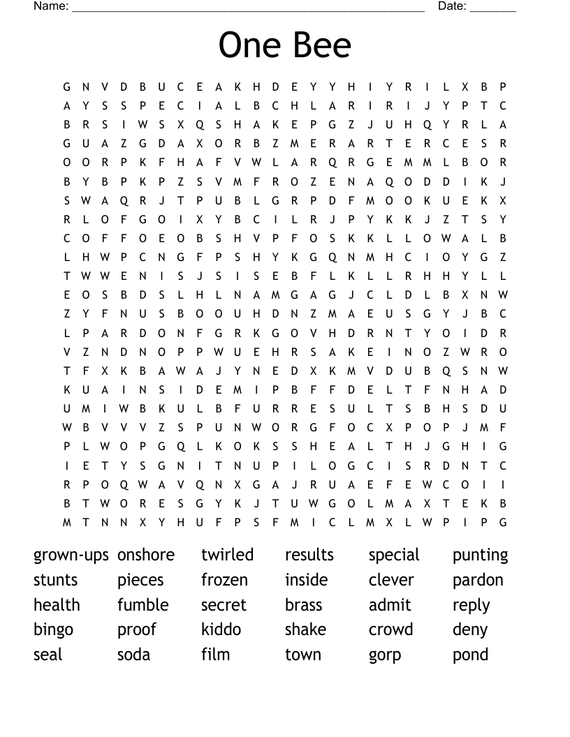 One Bee Word Search