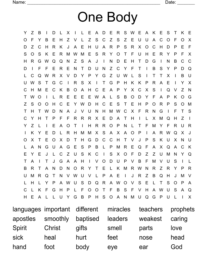 One Body Word Search