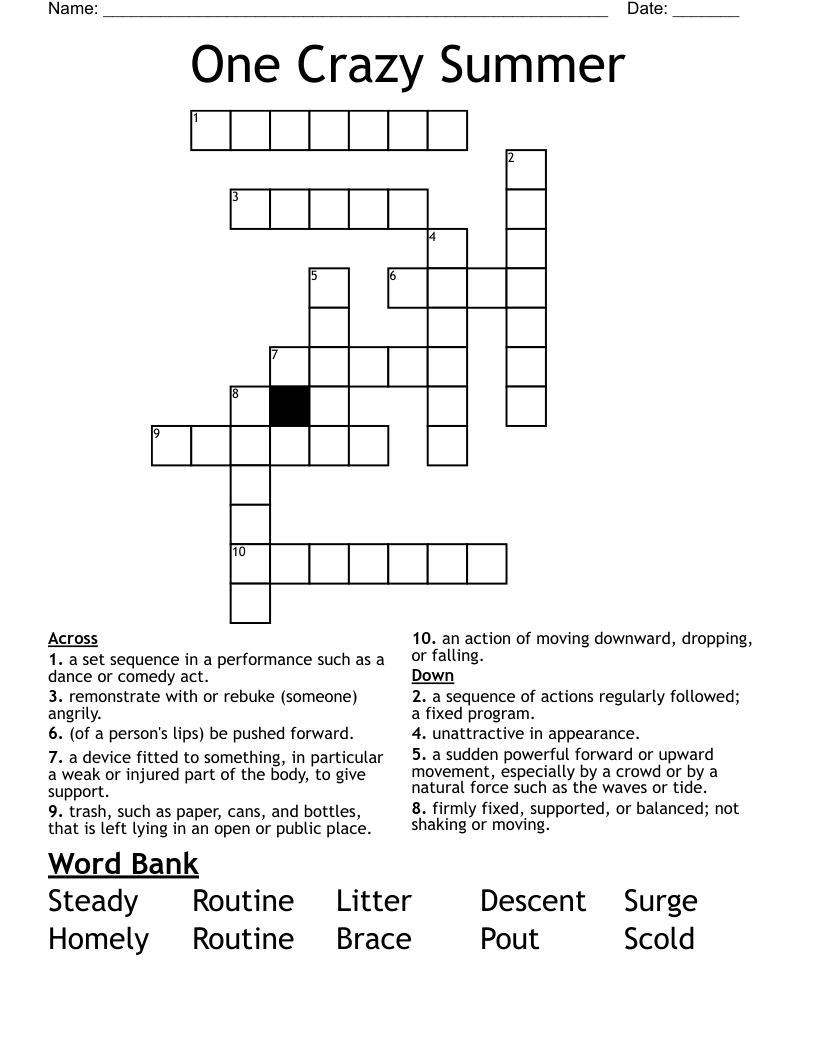 One Crazy Summer Crossword