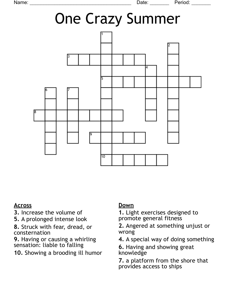 One Crazy Summer Crossword