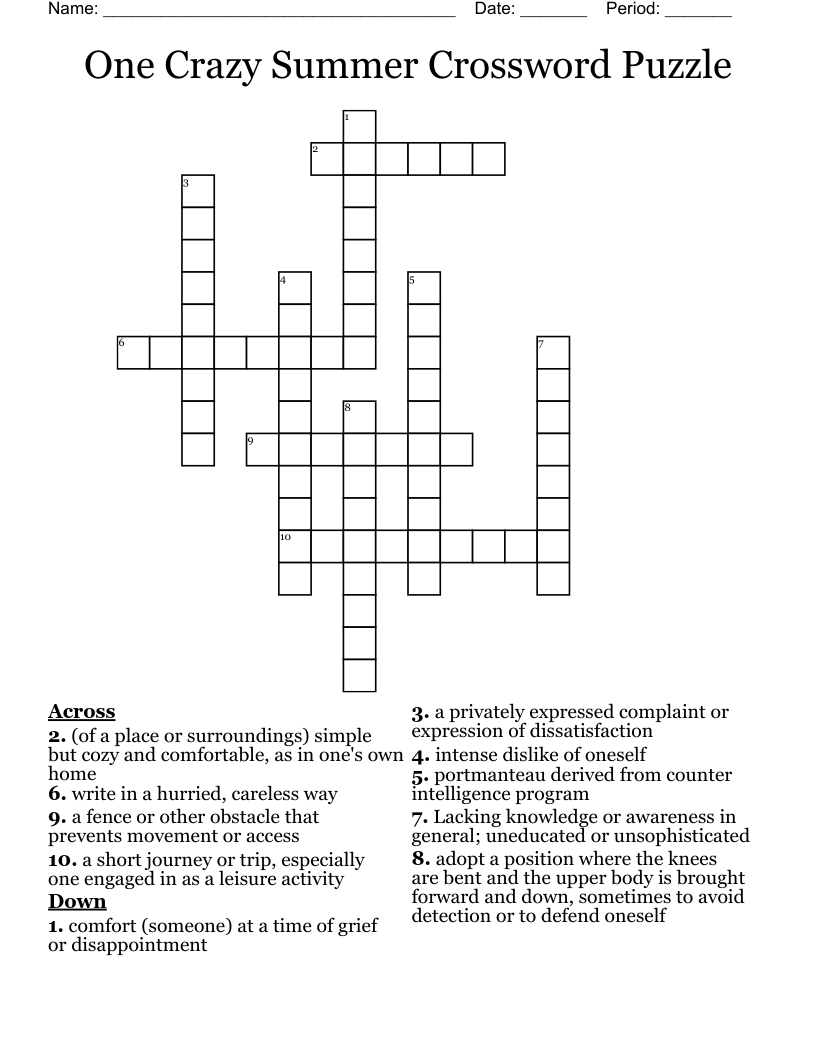 One Crazy Summer Crossword Puzzle