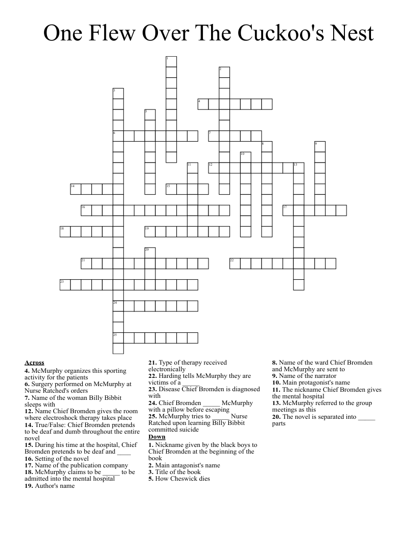 One Flew Over The Cuckoo's Nest Crossword
