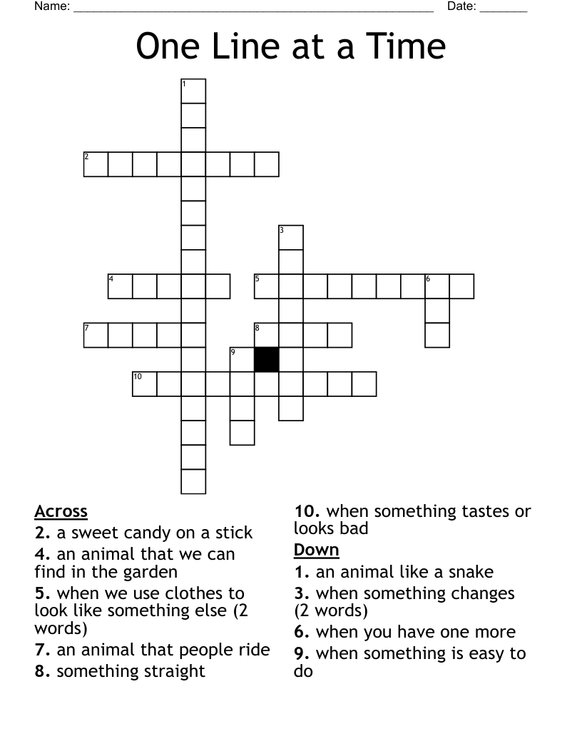 One Line at a Time Crossword