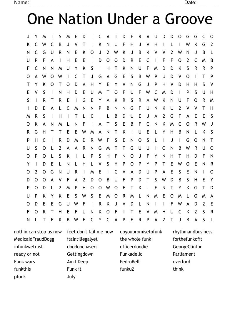 One Nation Under a Groove Word Search