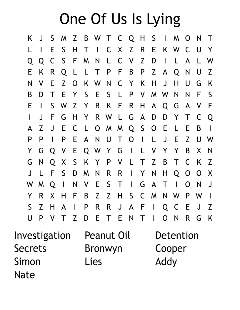 One Of Us Is Lying Word Search