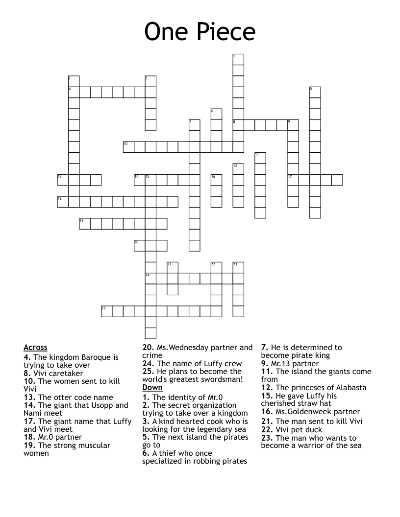 One Piece Crossword