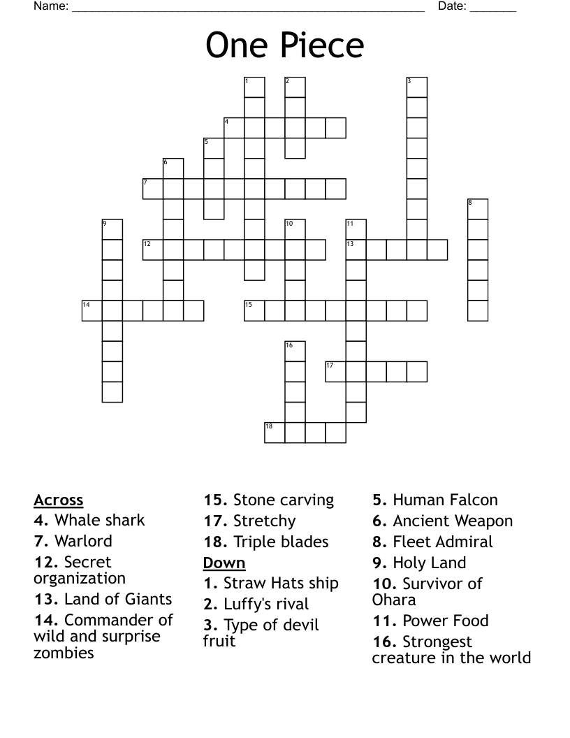 One Piece Crossword