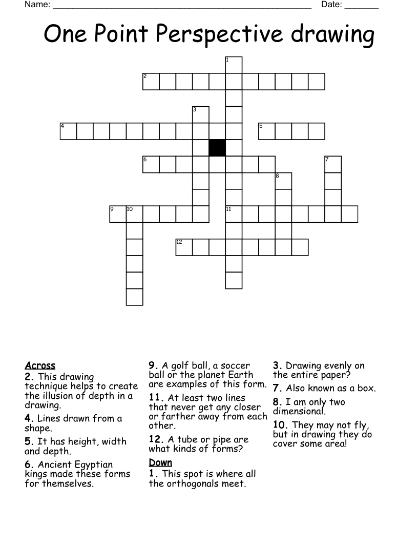 One Point Perspective drawing Crossword