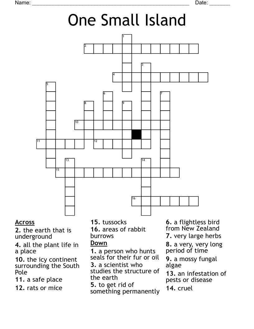 One Small Island Crossword