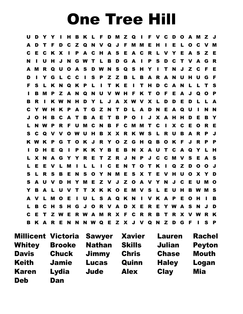 One Tree Hill Word Search