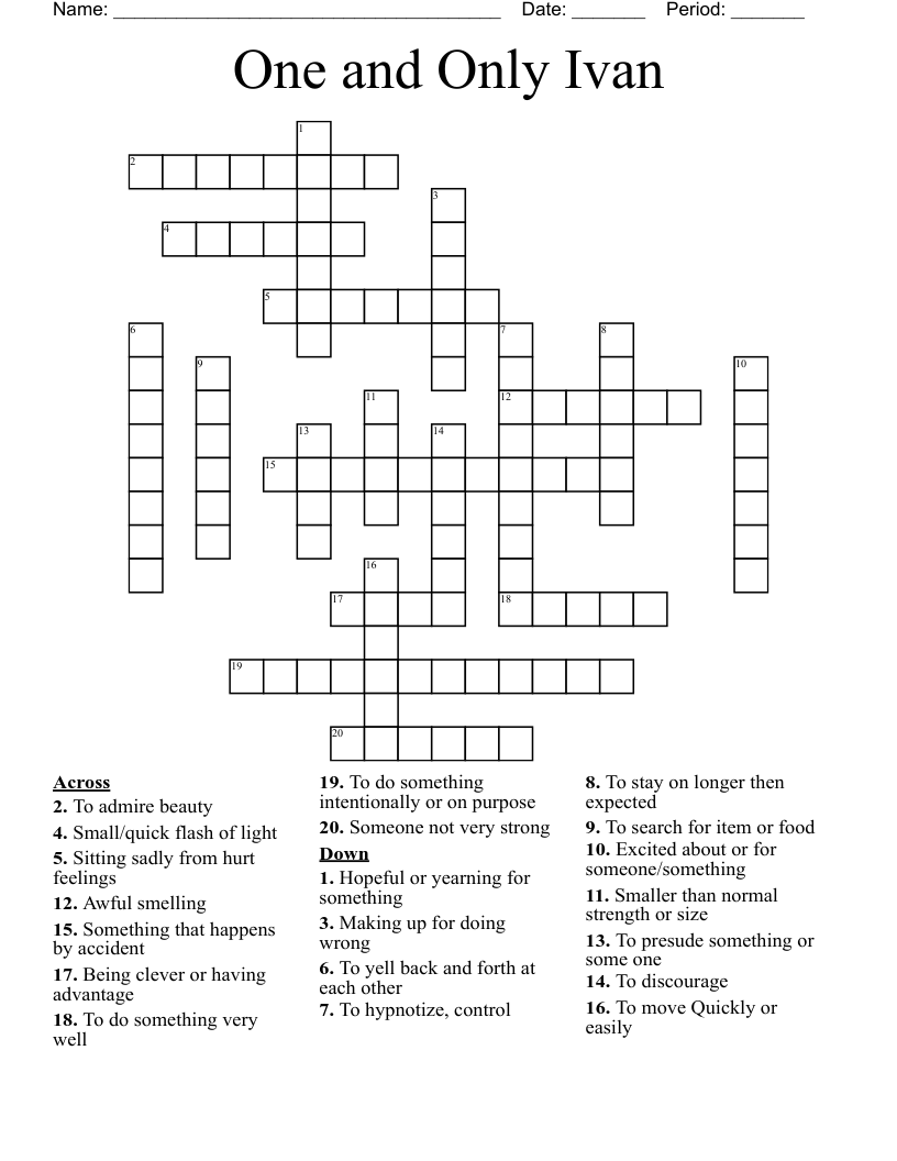 One and Only Ivan Crossword