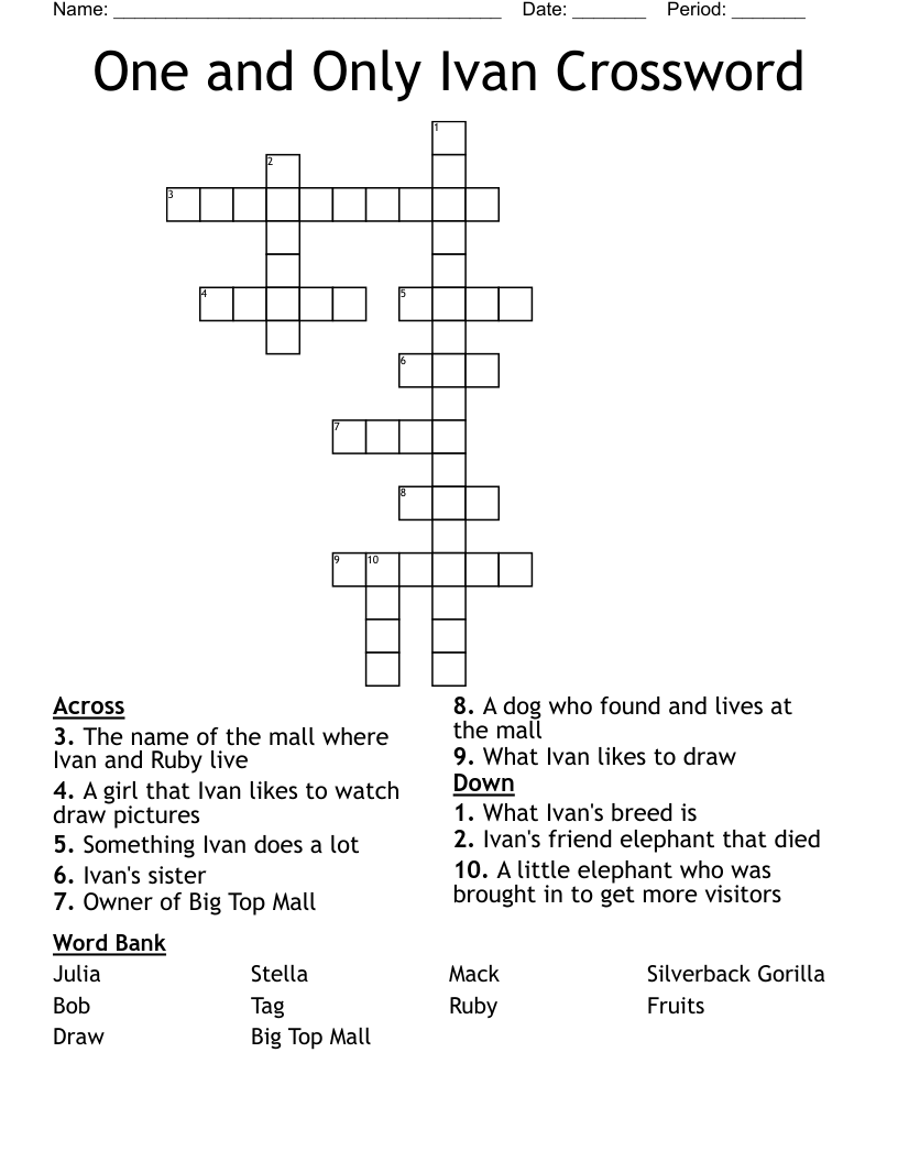 One and Only Ivan Crossword