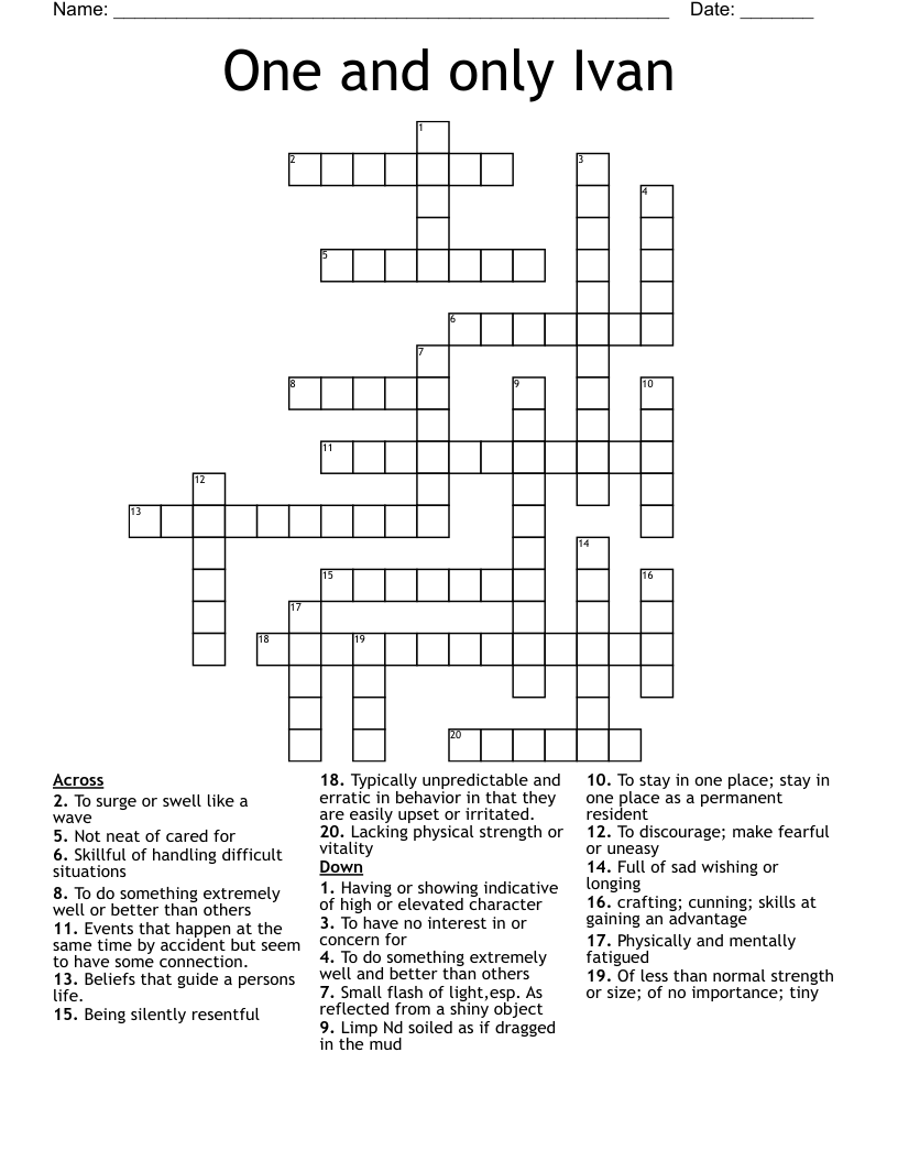 One and only Ivan Crossword