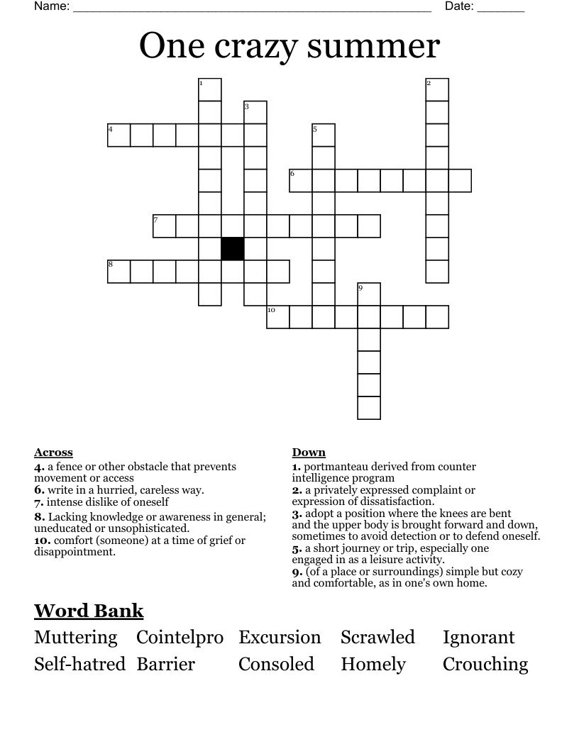 One crazy summer Crossword