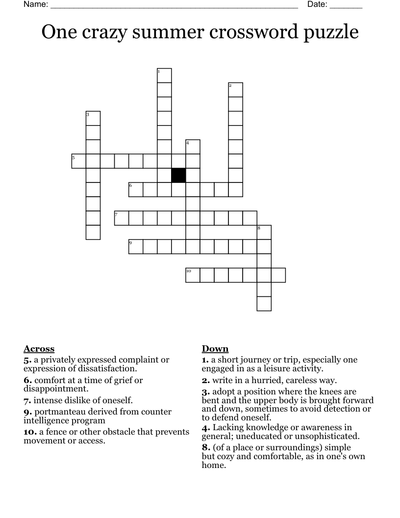 One crazy summer crossword puzzle