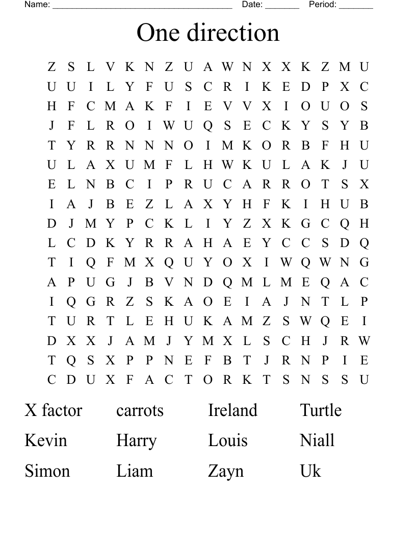 One direction Word Search