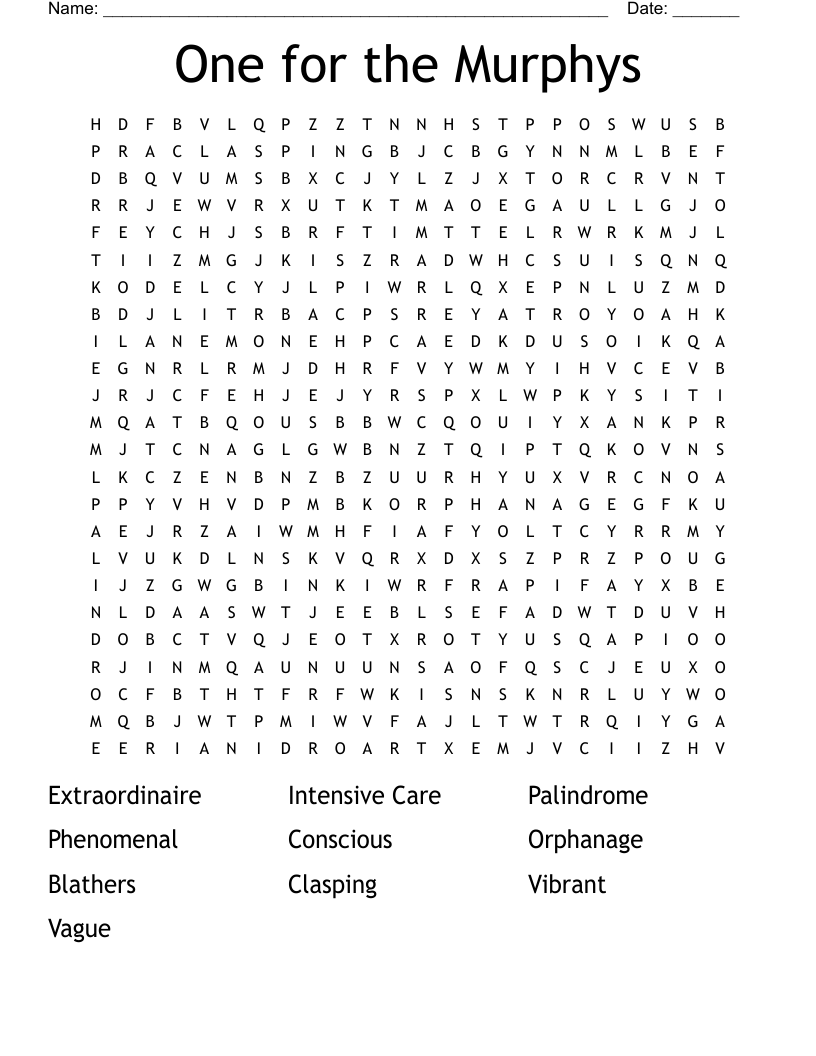 One for the Murphys Word Search