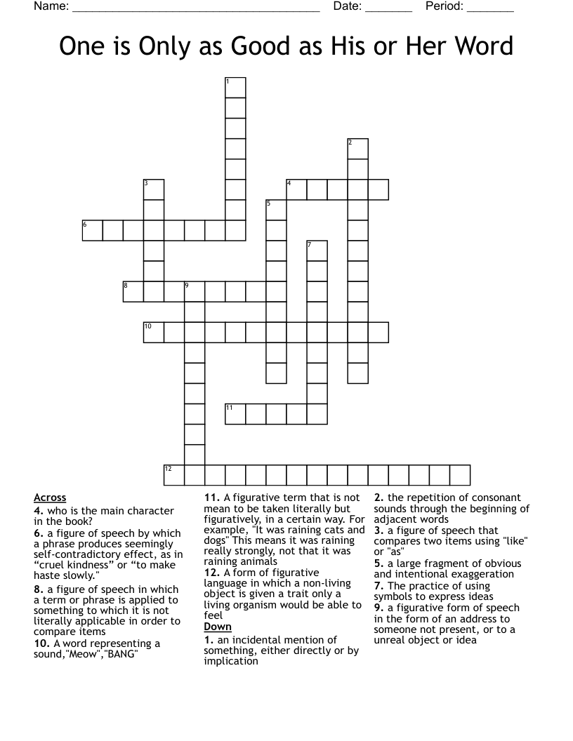 One is Only as Good as His or Her Word Crossword