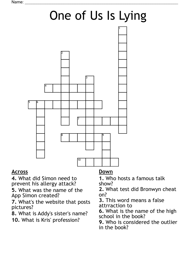 One of Us Is Lying Crossword
