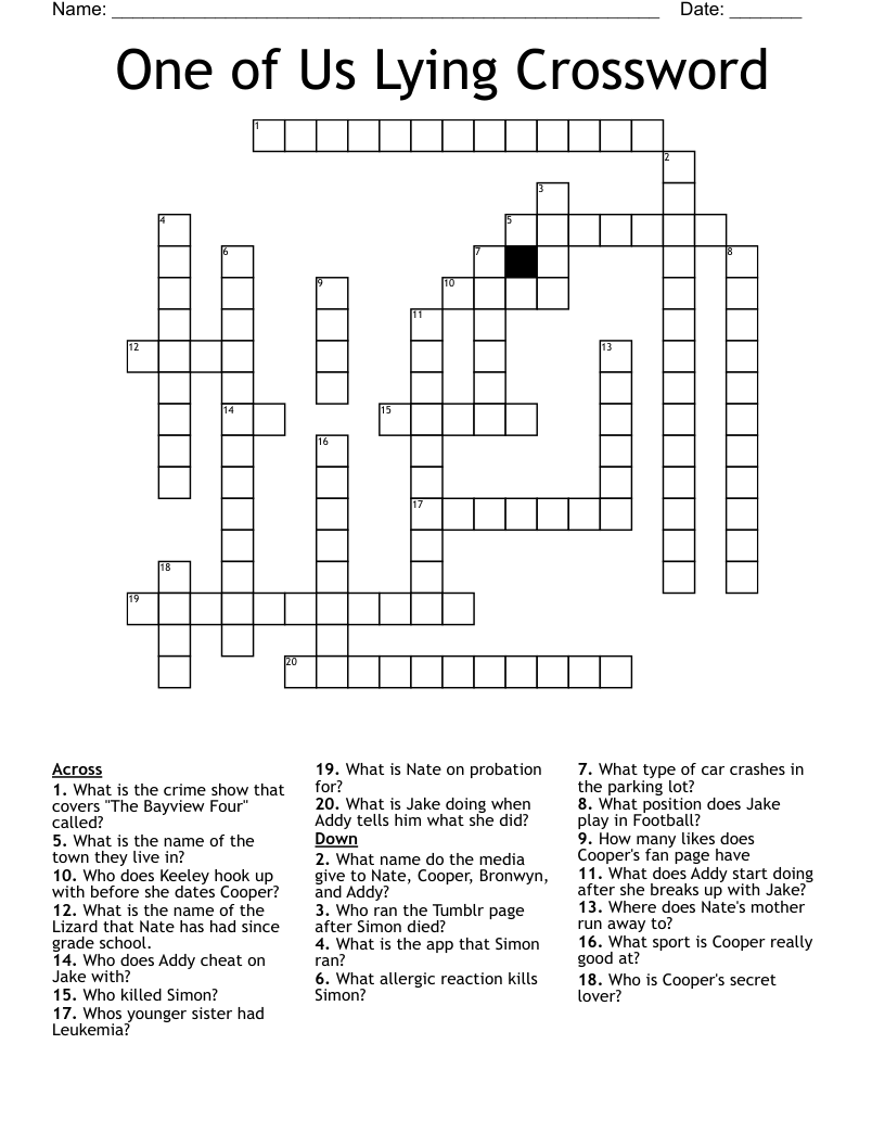 One of Us Lying Crossword