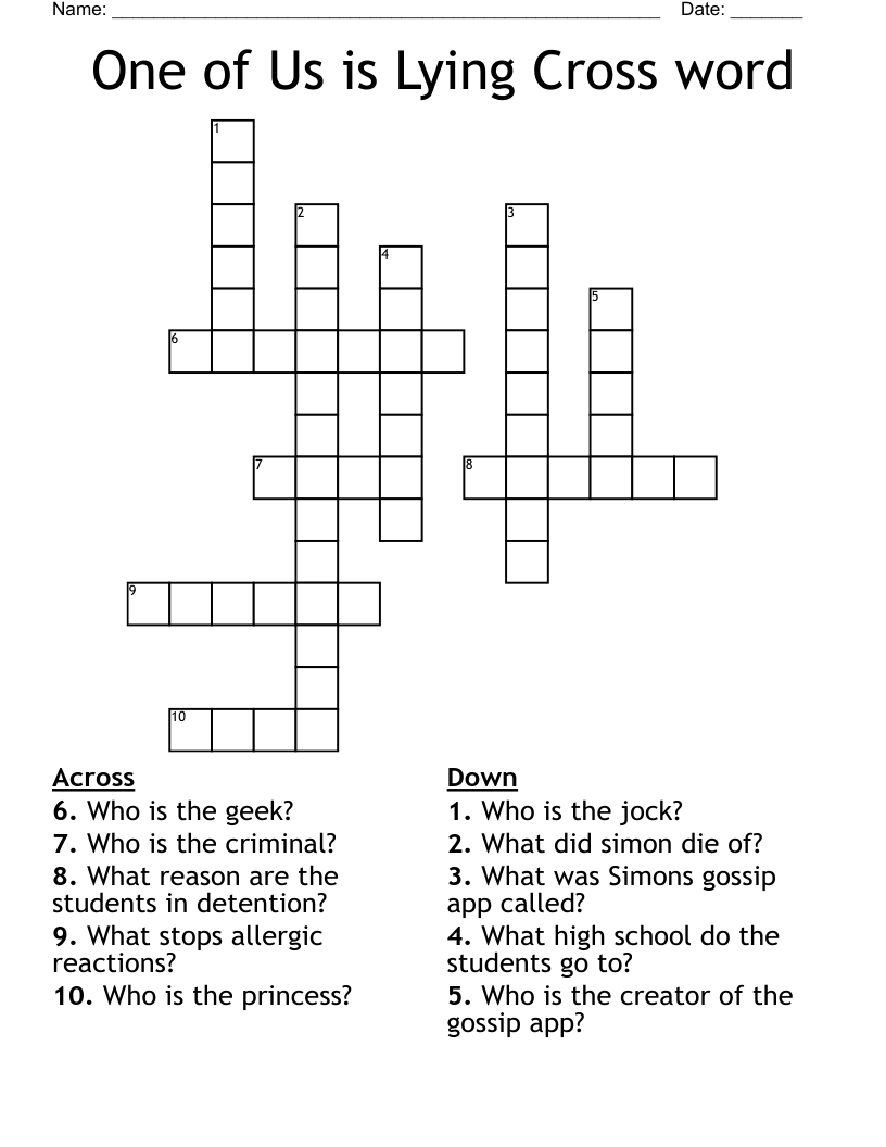 One of Us is Lying Cross word