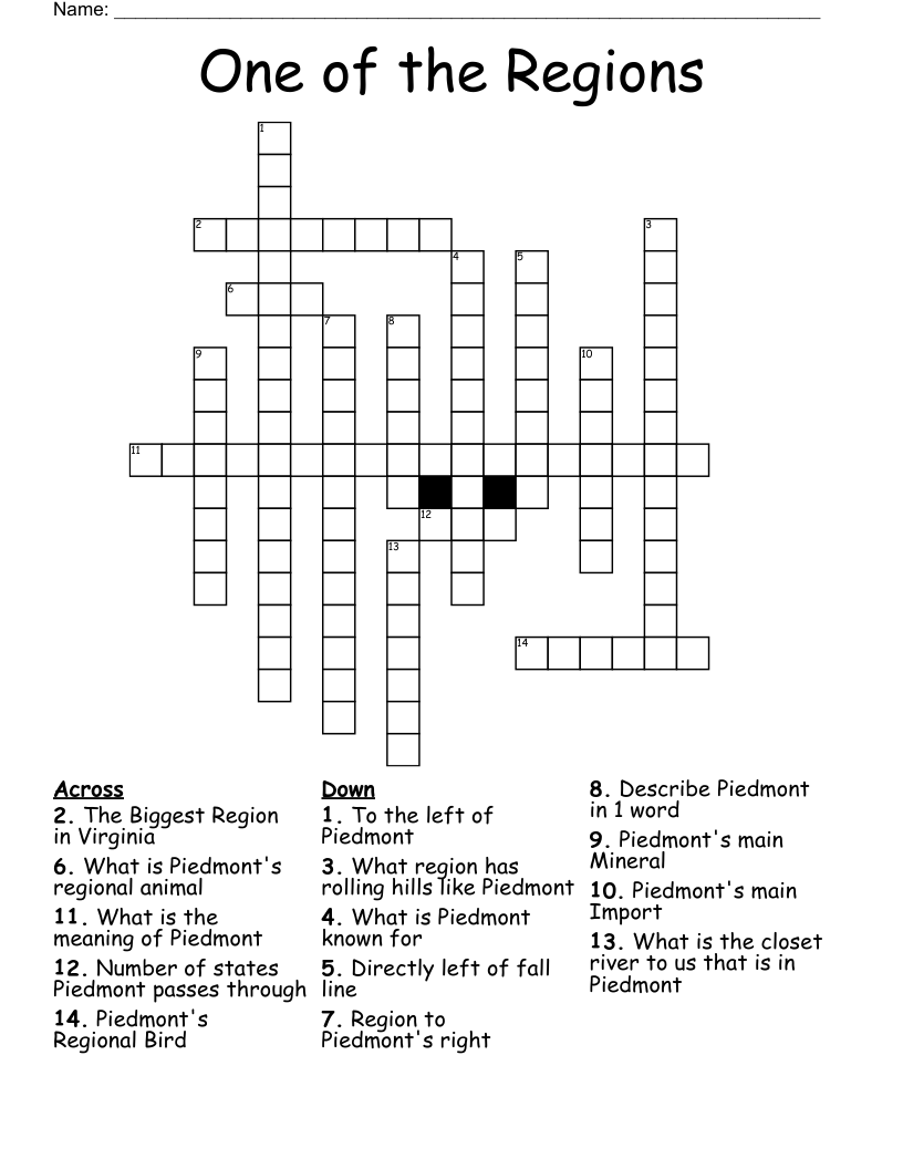 One of the Regions Crossword