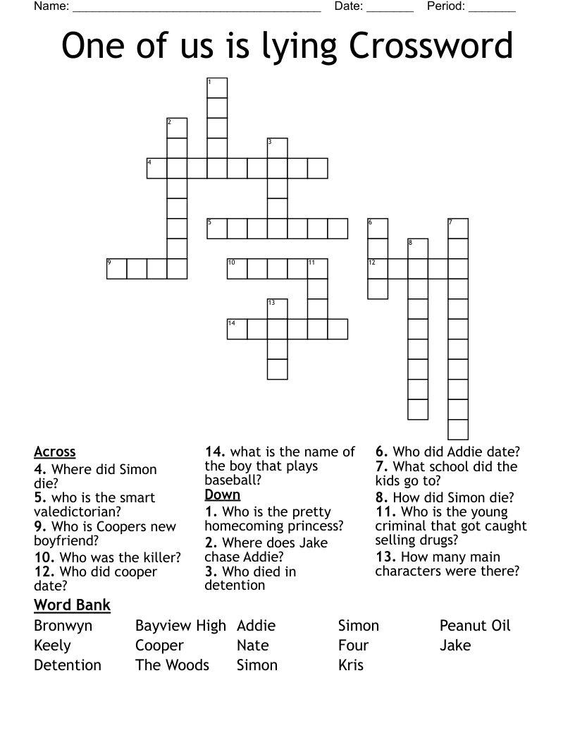 One of us is lying Crossword