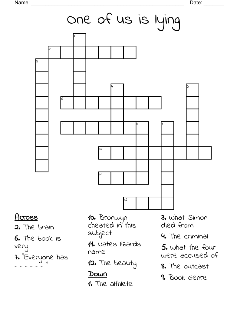One of us is lying  Crossword
