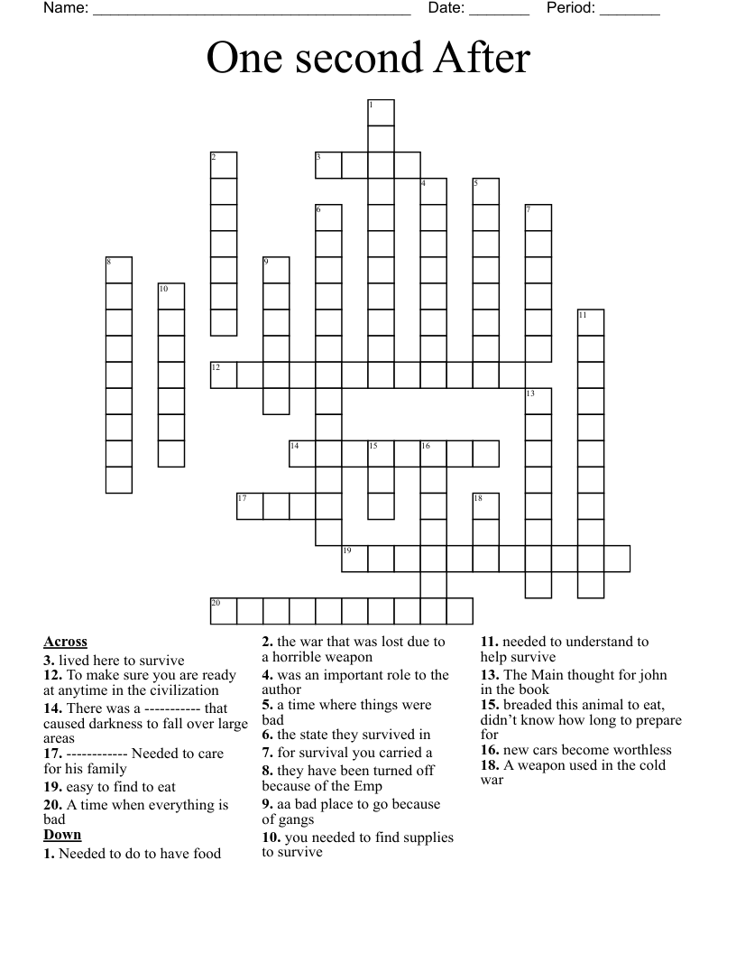 One second After Crossword
