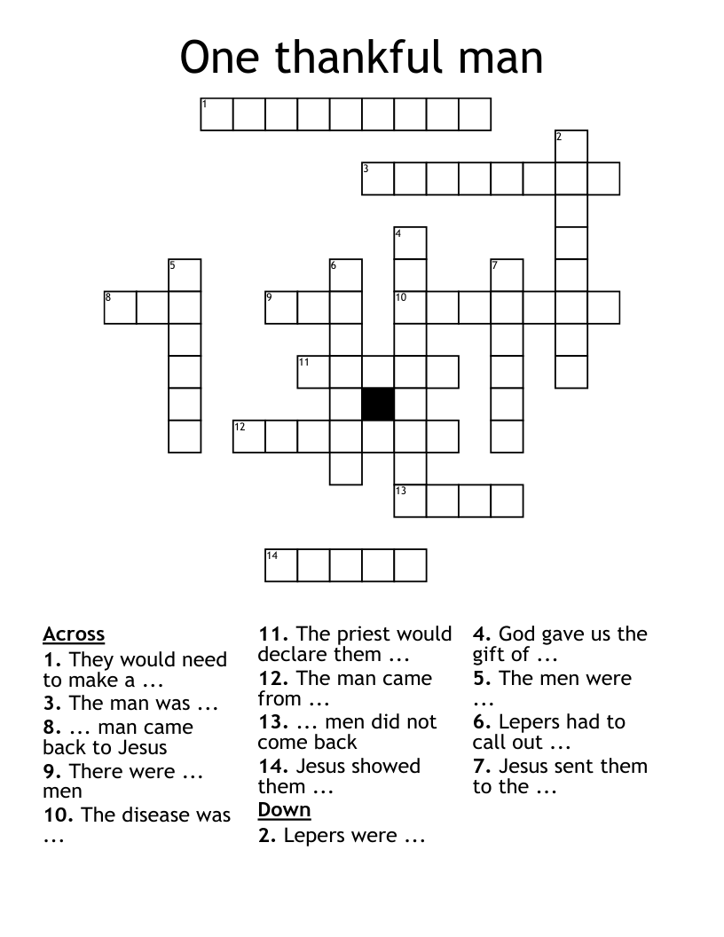 One thankful man Crossword