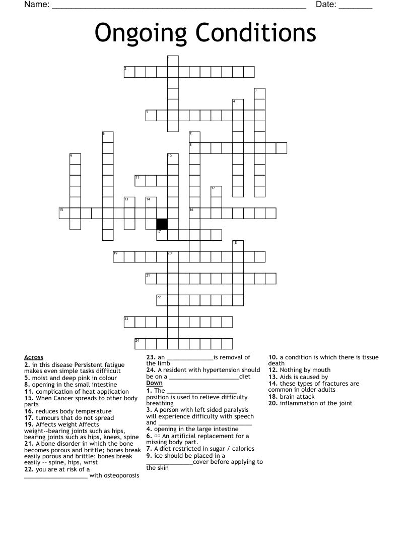 Ongoing Conditions Crossword